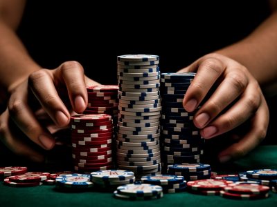 Stacked gambling chips on table, human hand holding luck and risk generated by artificial intelligence SSUCv3H4sIAAAAAAAACoRSwW7CMAy9T+IfqpyplpK2UH5iB45oBzcNkJEmKEmZEOLf57QNy6RNu8Xv2c/Pdu6LlywjLTjJyTa7hwhjqdTgvAUvjUa4WM64FboTFhEakatlNU0BkGmB6KQ3VoJKU1rw/KShFwjqQakAP0aSOA9+cMIlXnrJrXHe8PMFTaXixYrZQwASAQ5eHLHjD4k43n6Ks0iMJFYgRd7aD8G9I8uEckMbKBKhqccfAjt51O51d+tbo/6RmR7vz5Udhea34PeRTGKFEjCtYj+lkvOnF7YfJ5uTYOikSSa9Gg7YfZuxROliJZf6mJQZfxrPGMu4GbS3wQKJzoky5gKtCkc6oKaI+Amcw/Qu4otk+fhpTJ/00caPA8yqpMPrhLBgjNFi01S0ZKwqi3o9J0z3P0nUGe1Eg8NFGehEaPpc/S8/o95UNWW0LJ/r//4kyK2LqqGriUpXPWrILl2sDK3IYV2u6gp4Dk1d5SWFVb4pmiYXXcVpg1p1w/Csjy8AAAD//wMAZkBhCUYDAAA=